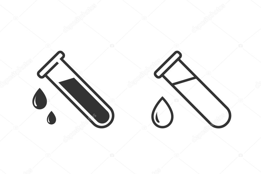 Test tube with drop. medical and chemical line icon set. Vector 