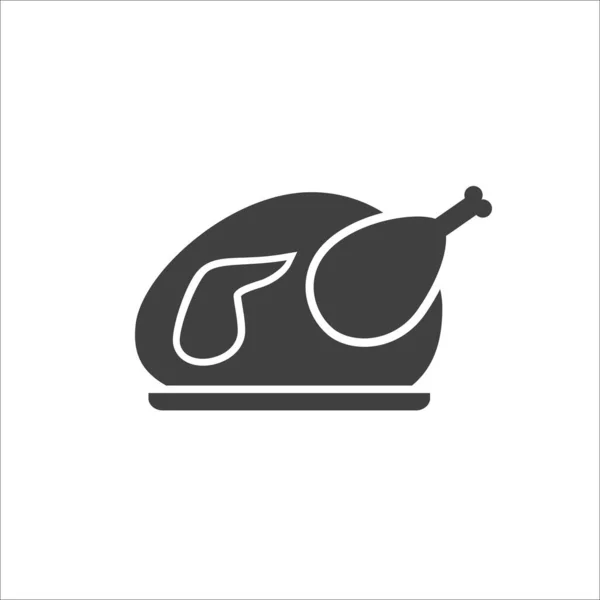 Icono de pollo asado en blanco. Ilustración plana del vector — Vector de stock