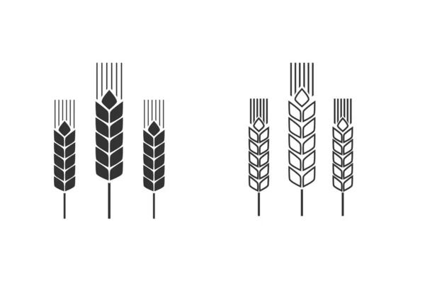 Conjunto de ícones de linha de Spike. Agricultura, natural, colheita símbolo ilustração Vetor —  Vetores de Stock