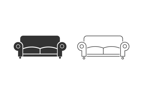 Sofa Line Pictogram Set. Meubilair of interieur illustratie in glyph stijl als een eenvoudige vector — Stockvector