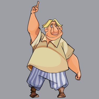 Adam koca adam gülüyor karikatür elini yükselterek kadar parmağını gösterir
