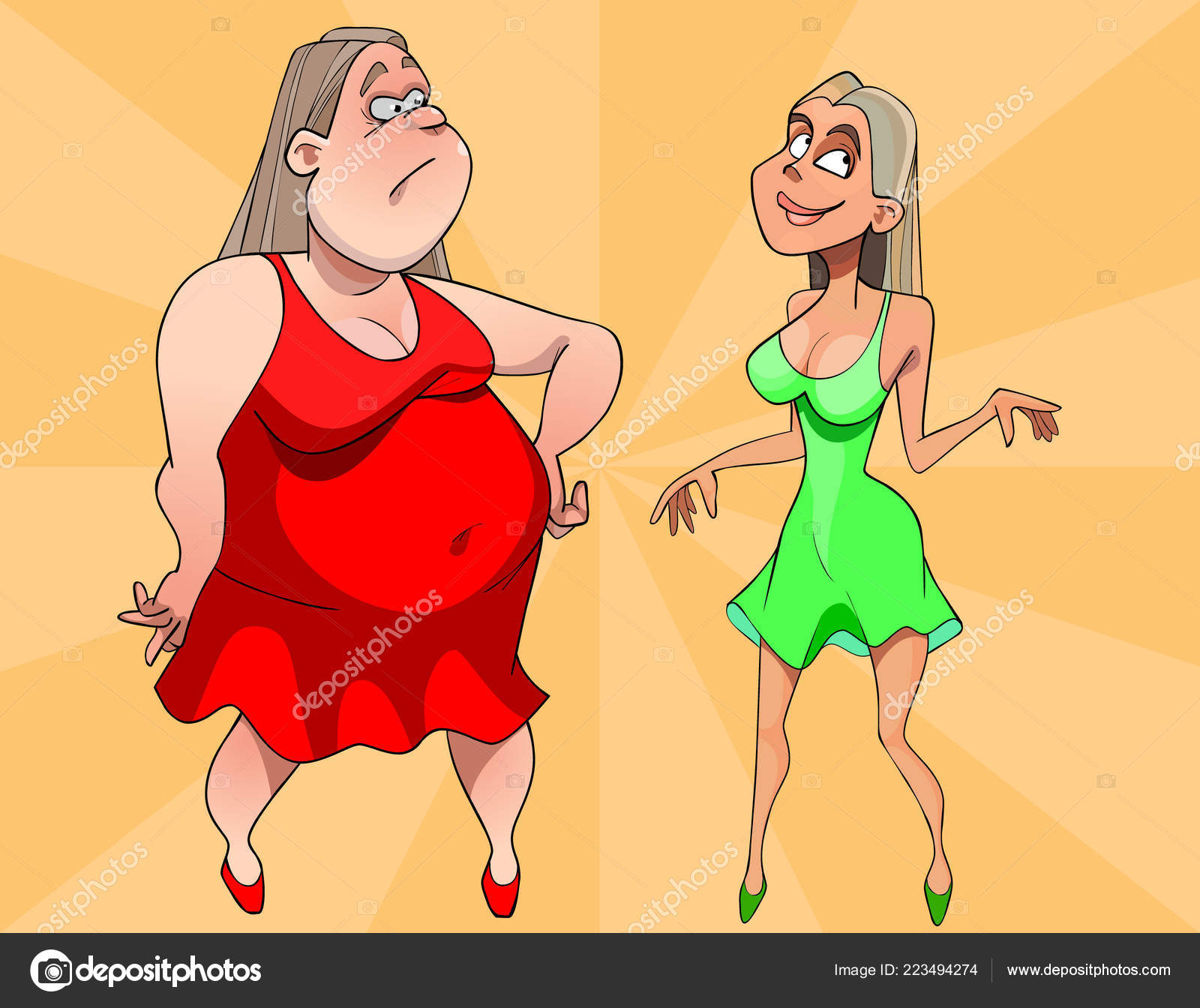 Two Cartoon Women Sad Fat Joyous Thin Stock Vector Image by ©Westamult #223494274 Two Cartoon Women Sad Fat Joyous Thin Stock Vector Image by ©Westamult #223494274
