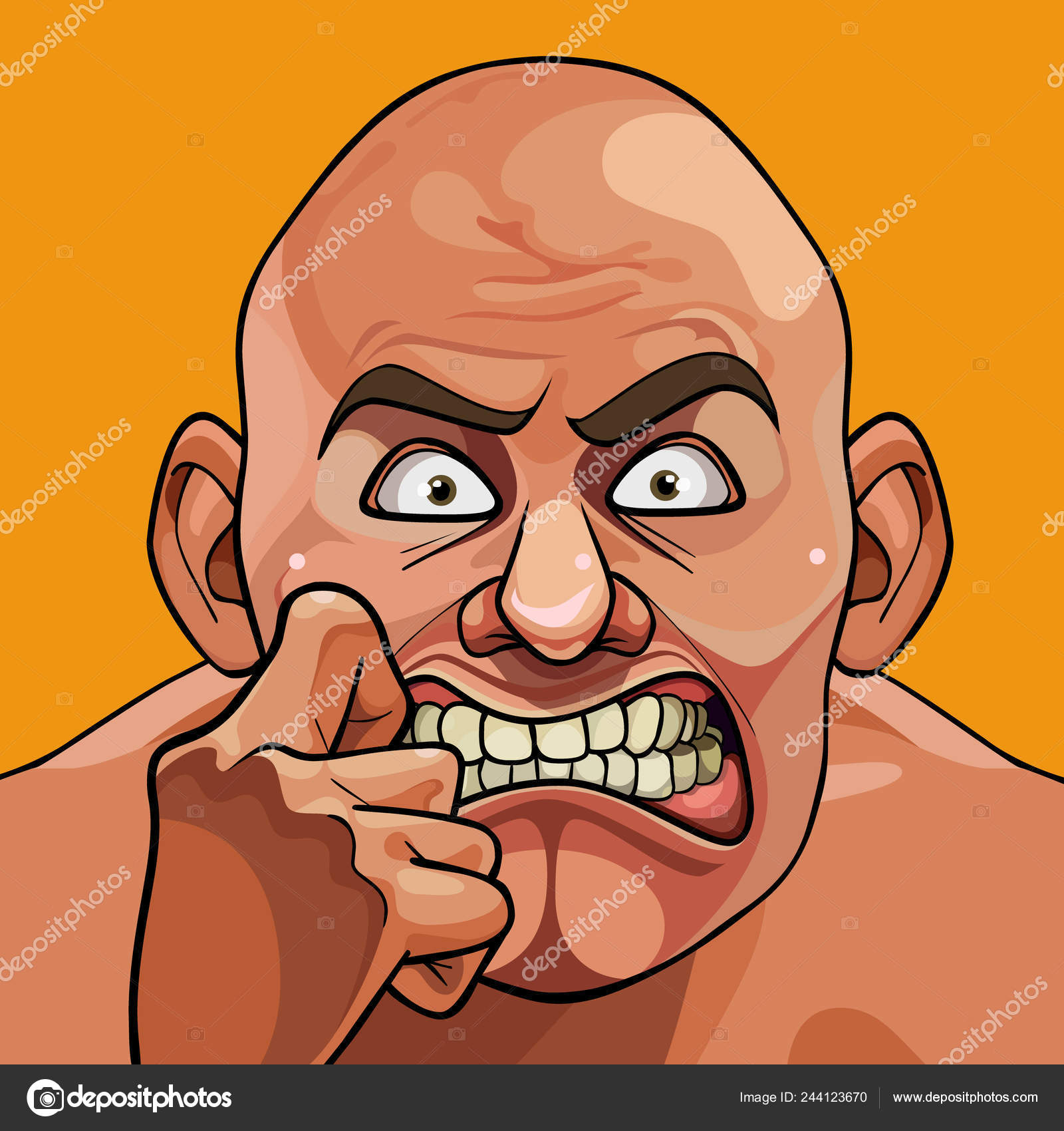 Face Cartoon Bald Funny Scary Man Very Frightened Stock Vector Image by  ©Westamult #244123670