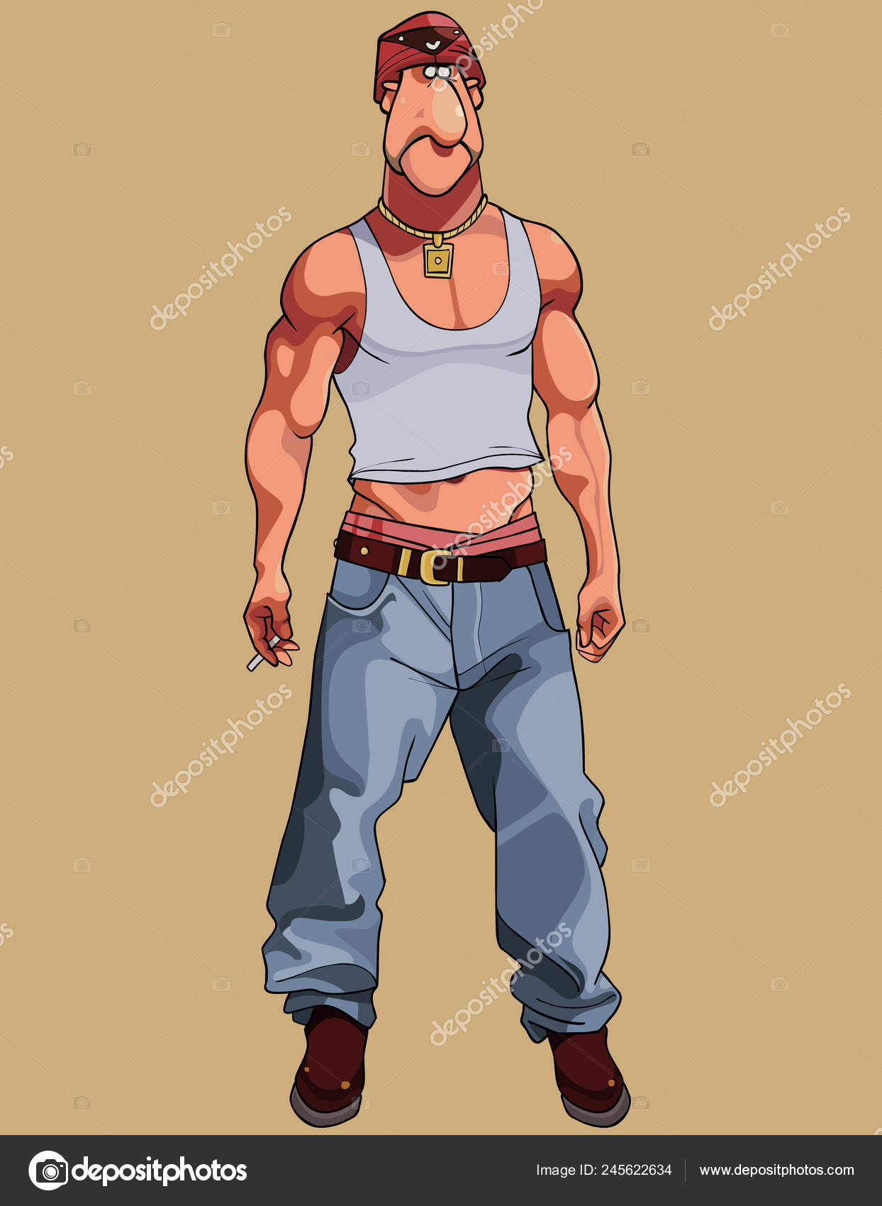Cartoon Muscular Macho Man Wide Pants Short Shirt Stock Vector Image by  ©Westamult #245622634