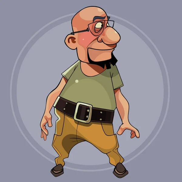 Personaje de dibujos animados es barbudo hombre con gafas mira hacia otro lado — Vector de stock