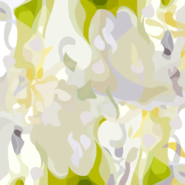 Fond abstrait dessiné dans des tons crème pâle avec des taches vertes — Image vectorielle