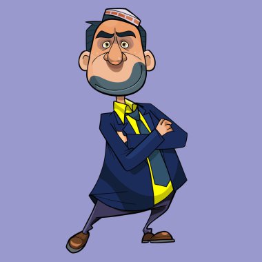 Cartoon man in a suit with a skullcap on his head vector Cartoon man in a suit with a skullcap on his head vector