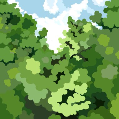 gökyüzüne karşı çalıların yoğun yeşil çalılıkkarikatür yaz arka plan