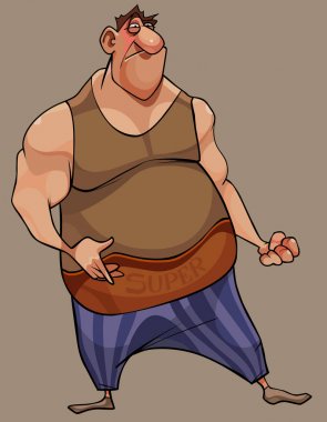 yüzsüz bir yüz ile karikatür kaslı şişman adam