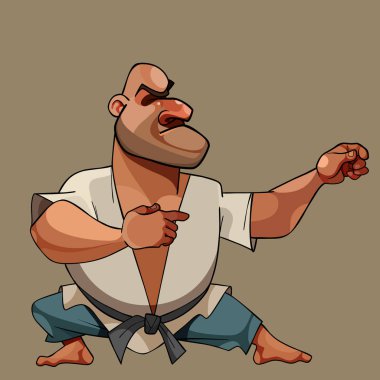 kimono karikatür karate adam duruş mücadele duruyor