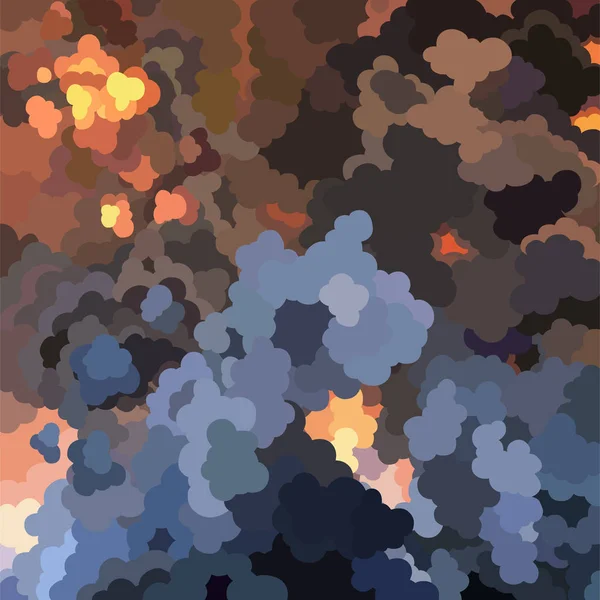 Fond de dessin animé d'un énorme feu avec des nuages de fumée — Image vectorielle