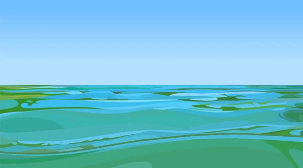 Бірюзова вода з'єднується на горизонті з небом — стоковий вектор