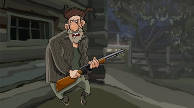 köyde gece bir silah ile karikatür kötü dedesi