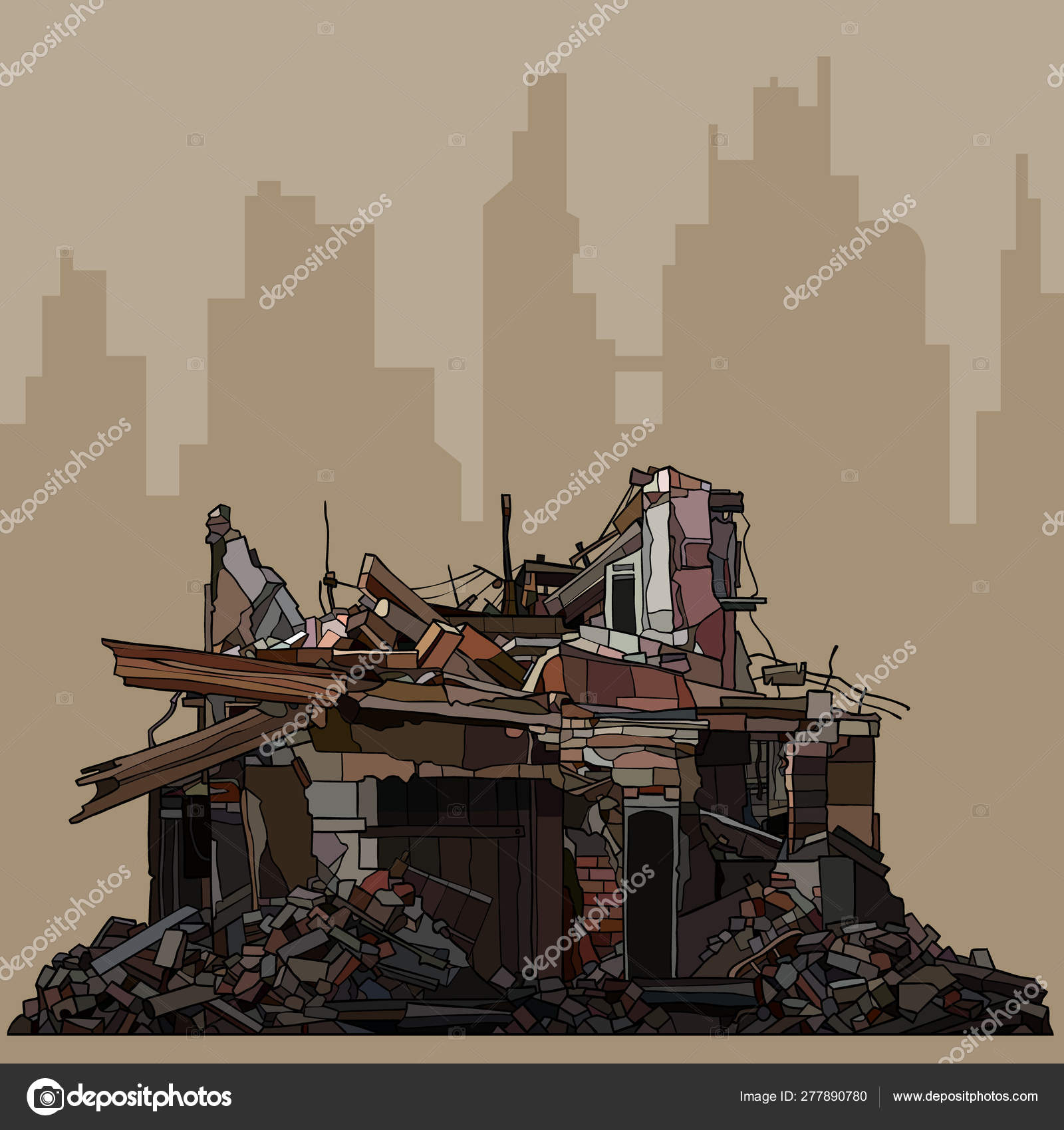 Destroyed House Vector Clipart