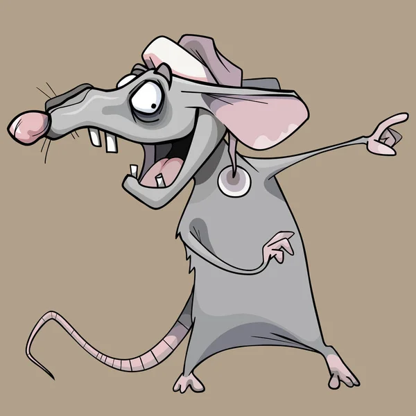 Cartoon zabawny emocjonalny stary szczur w kapeluszu Świętego Mikołaja — Wektor stockowy