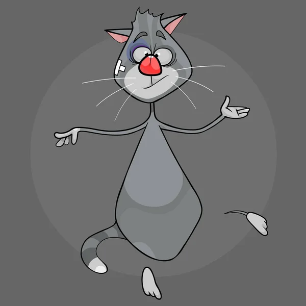 Cartoon tanzen fröhlich Rüpel Straße graue Katze — Stockvektor