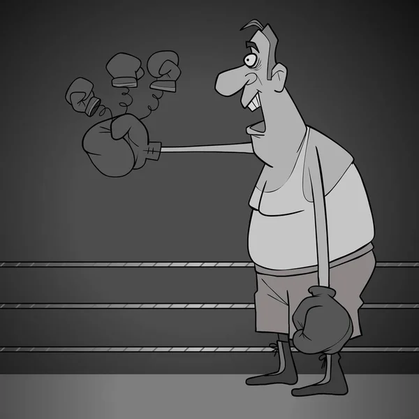 Dessin animé drôle boxeur masculin avec un gant surprise — Image vectorielle