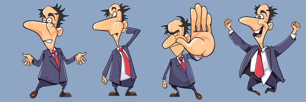 duyguları ile kravat ile takım karikatür işadamı erkek seti