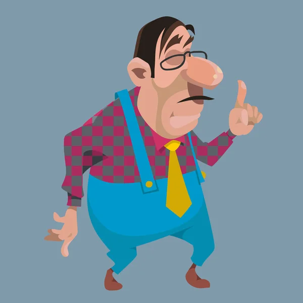 Hombre de dibujos animados amenaza estrictamente con un dedo — Archivo Imágenes Vectoriales