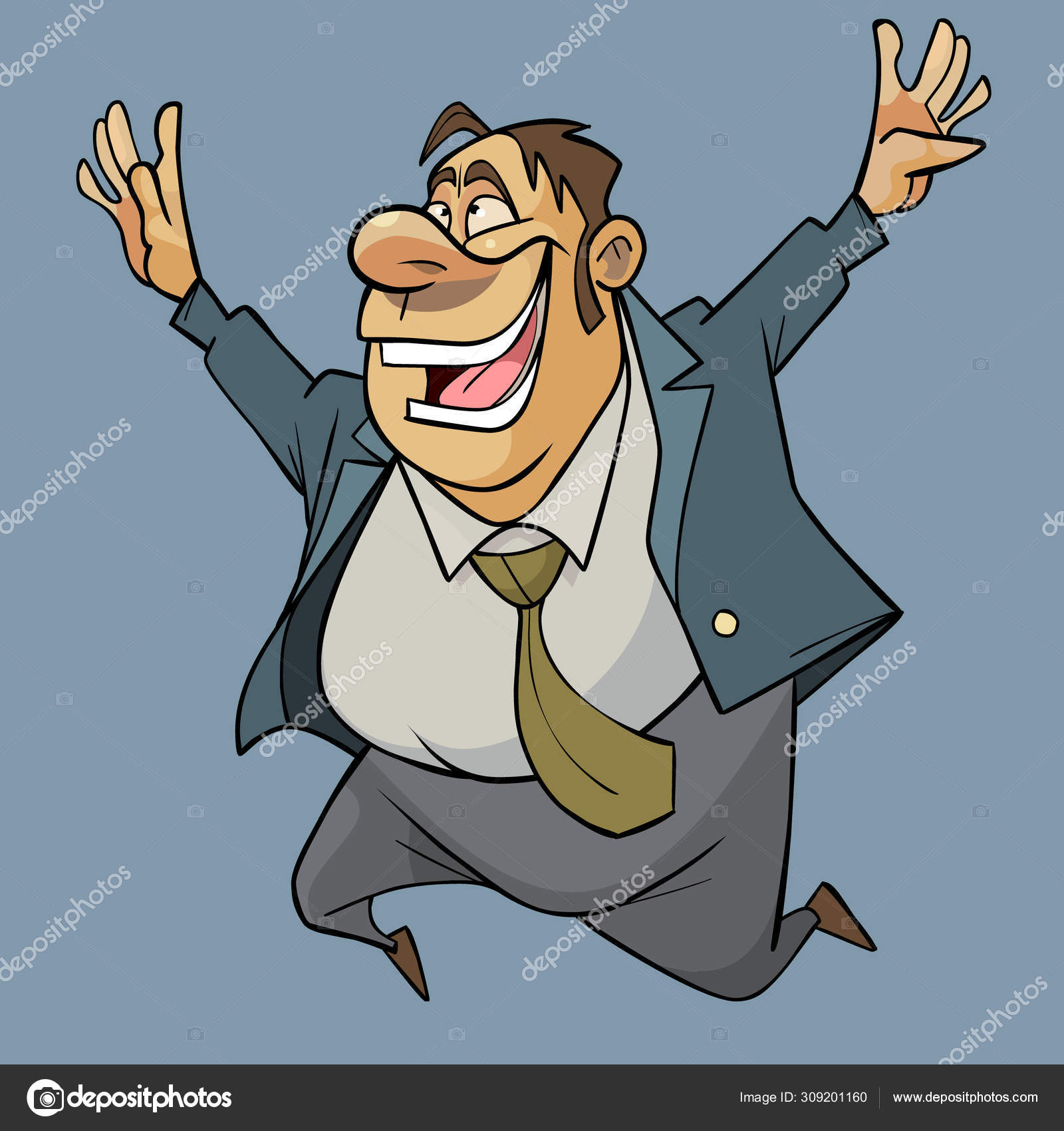 Cartoon man in suit with tie jumping for joy Stock Vector Image by  ©Westamult #309201160