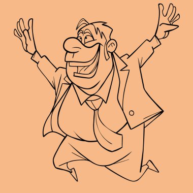 sevinç için atlama bir karikatür adam kroki