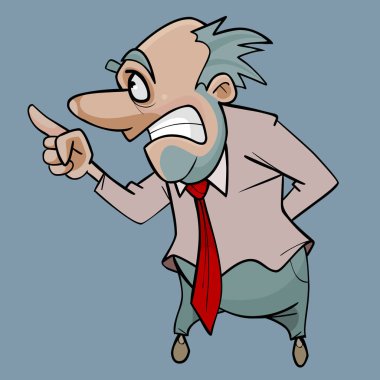 karikatür kızgın adam kesinlikle bir parmak ile tehdit