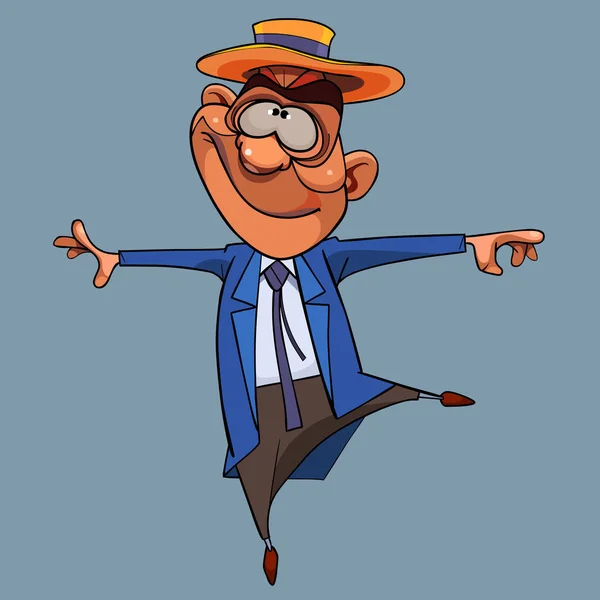 Cartoon funny man in theatrical costume dancing — Stock Vector