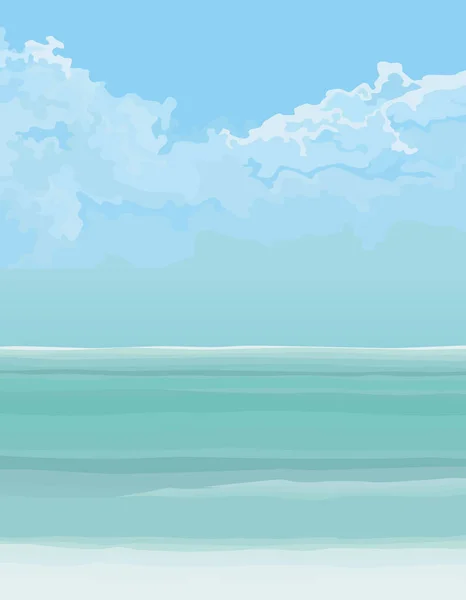 Fondo Mar Turquesa Cielo Azul Con Nubes Imagen Vectorial — Vector de stock