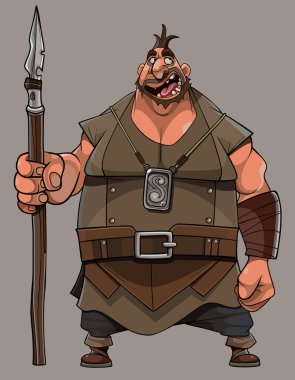 Karikatür savaşçısı mızraklı fantezi tarzı