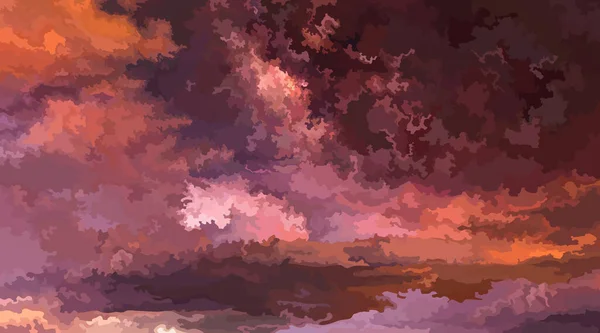 Cielo Pintado Con Nubes Multicolores Teñidas Con Colores Atardecer Imagen — Vector de stock