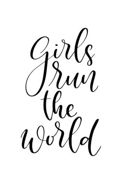 El yazı çekilmiş. Mürekkep çizim. Modern fırça hat. Beyaz arka plan üzerinde izole. Dünya kızlar.