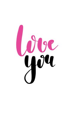 Elle çizilmiş sözcüğü. Fırça kalem harflerle ifade ile seni seviyorum.