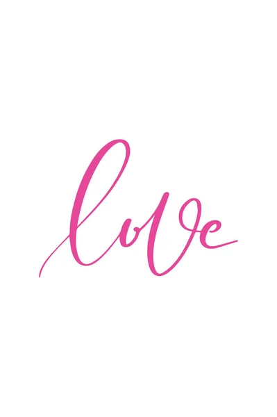 Χέρι Λέξη Γράμματα Στυλό Πινέλο Χρώμα Ροζ Κείμενο Αγάπη Φράση — Διανυσματικό Αρχείο