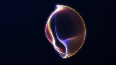 Dönüşümlü parlayan gradyan şekilli soyut çok renkli küre. Fütürist 4K düz döngü, parlak tasarım ve pürüzsüz hareket.