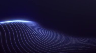 Pürüzsüz dijital hareket ve koyu arkaplanda akışkan fütüristik akışa sahip soyut parlayan gradyan dalgalar. Kusursuz 4K canlandırması.