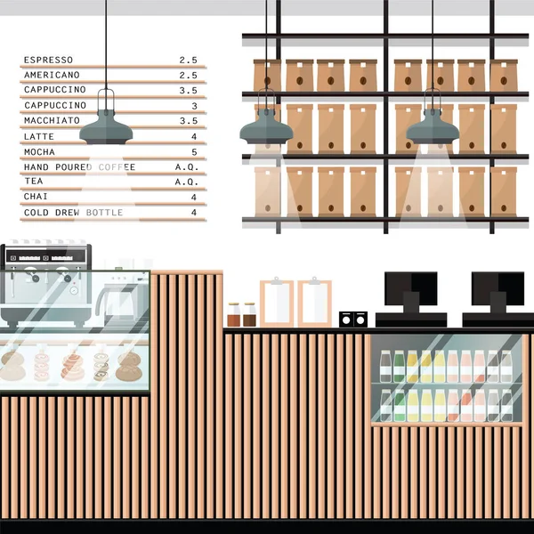 Een Vectorillustratie Van Interieur Van Een Moderne Bakkerij Winkel — Stockvector