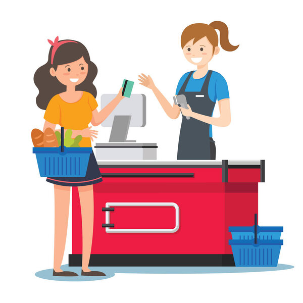 Woman cashier in supermarket