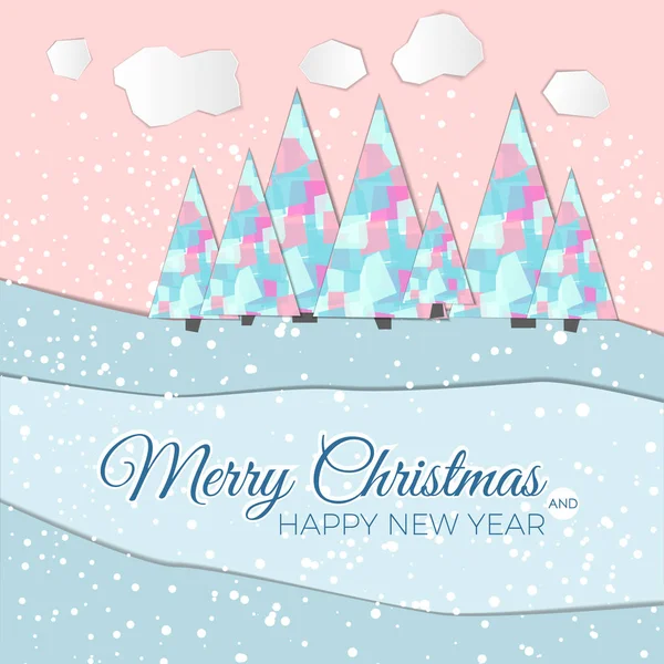 Tarjeta Felicitación Año Nuevo Con Bosque Nevado Ilustración Invierno Navidad — Vector de stock