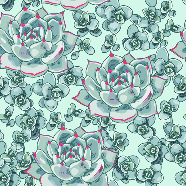 Сочные Украшения Цветочный Бесшовный Рисунок Ботаническая Иллюстрация — стоковый вектор