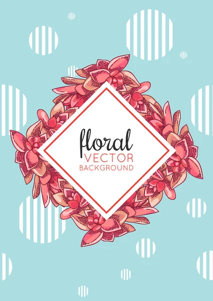 Ilustração Com Bela Decoração Suculentas Design Floral Vetorial Modelo Quadro —  Vetores de Stock