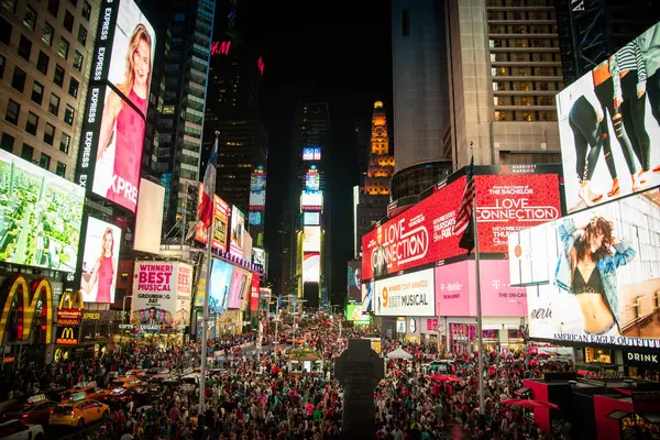 Crowded Times Square Night Manhattan New York City — Stock Photo, Image