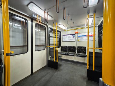 Budapeşte Metro Vagonu 'nun iç manzarası