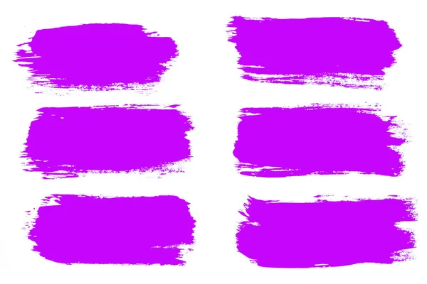 set of violet brush strokes isolated on a white background. designer brush