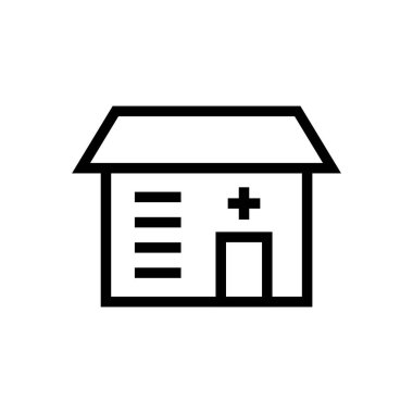 Bina simgesini basit düz stil illüstrasyon kaplı.