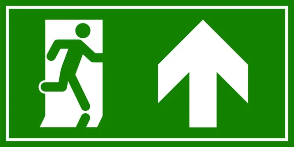 Emergency Exit Sign Man Running Out Fire Exit — Stock Vector