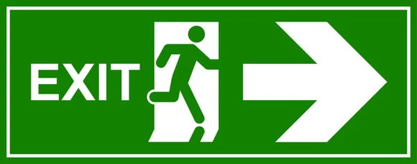 Emergency Exit Sign Man Running Out Fire Exit — Stock Vector