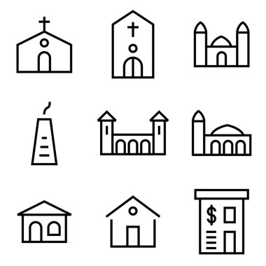 Simge kümesini oluşturmanın basit düz stil illüstrasyon kaplı.