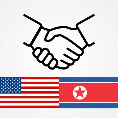 ABD ve Kuzey Kore el sıkışma bayrakları düz.