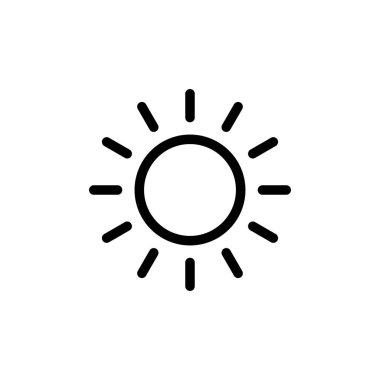 Güneş simgesi basit düz stil hava Kullanıcı arabirimi tasarımı için.