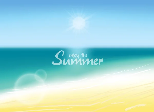 Letní Pozadí Vektorové Ilustrace Rozmazané Pláž Užívat Letní Text — Stockový vektor
